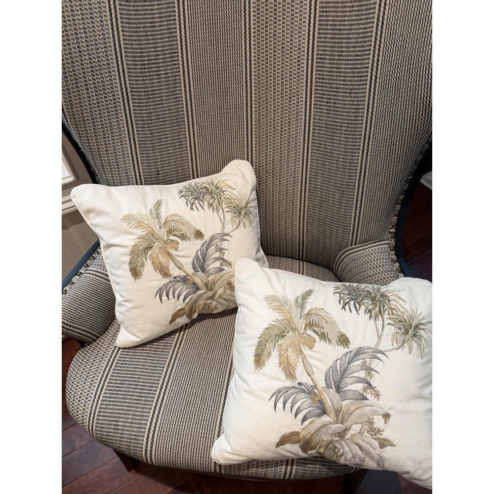 Tommy‎ Bahama 17"x17"" Square Accent Pillow Embroidered Set Of 2 Tropical New